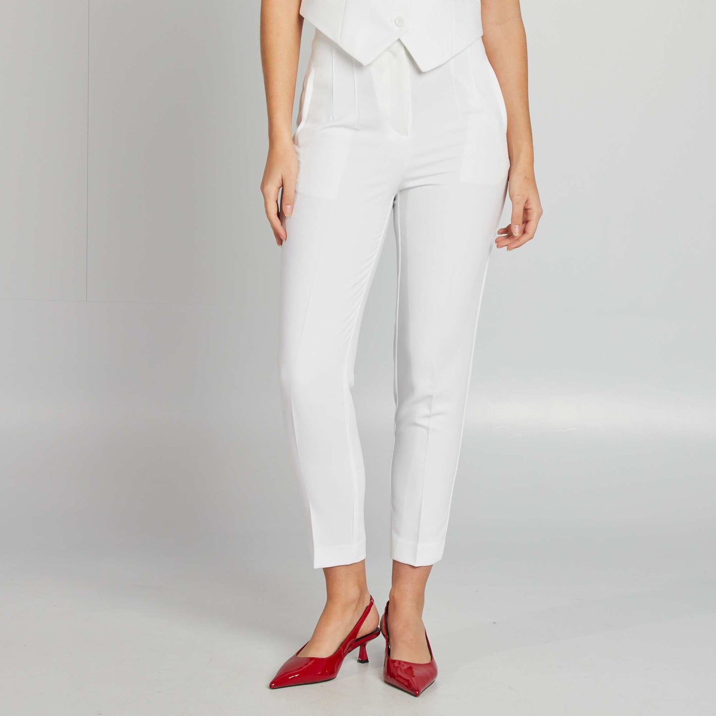 Pantalón recto de tiro alto BLANCO