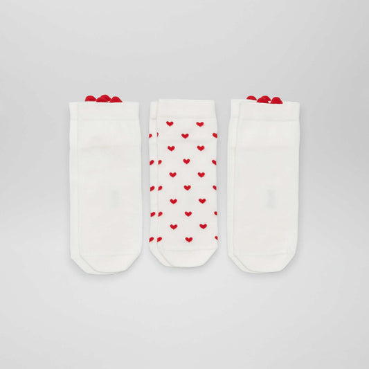 Pack de 3 pares de medias de 'corazones' BLANCO