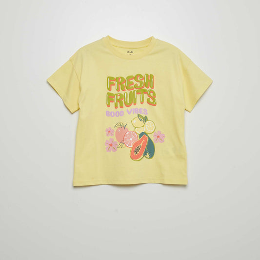 Camiseta estampada 'frutas' AMARILLO