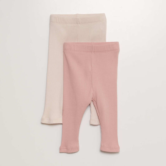 Pack de 2 leggings de canalé ROSA