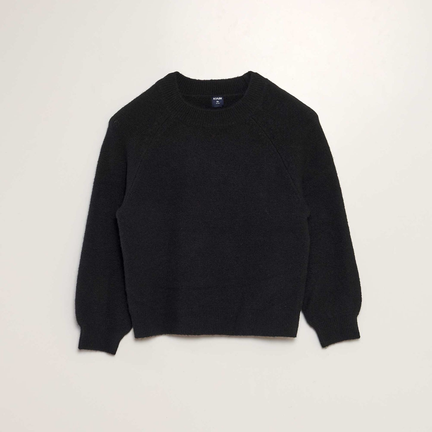 Sweater de punto con cuello redondo negro