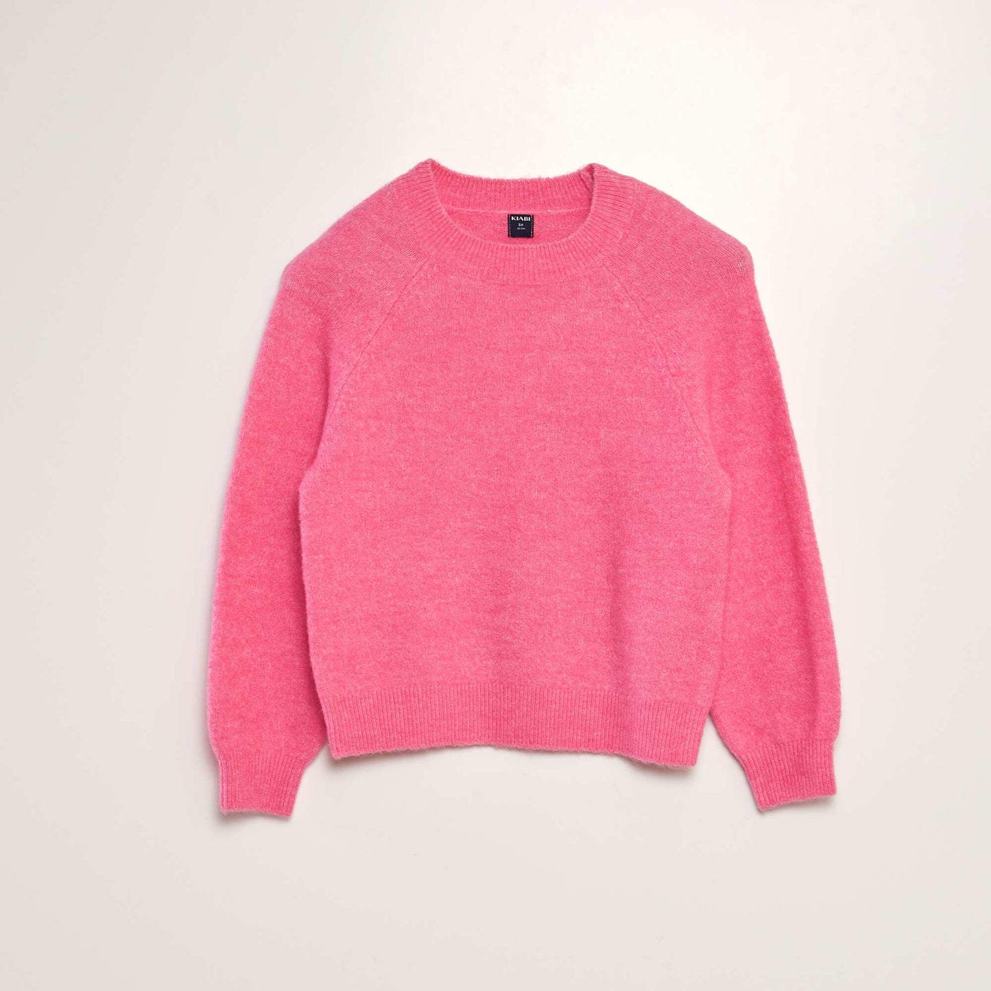 Sweater de punto con cuello redondo rosa