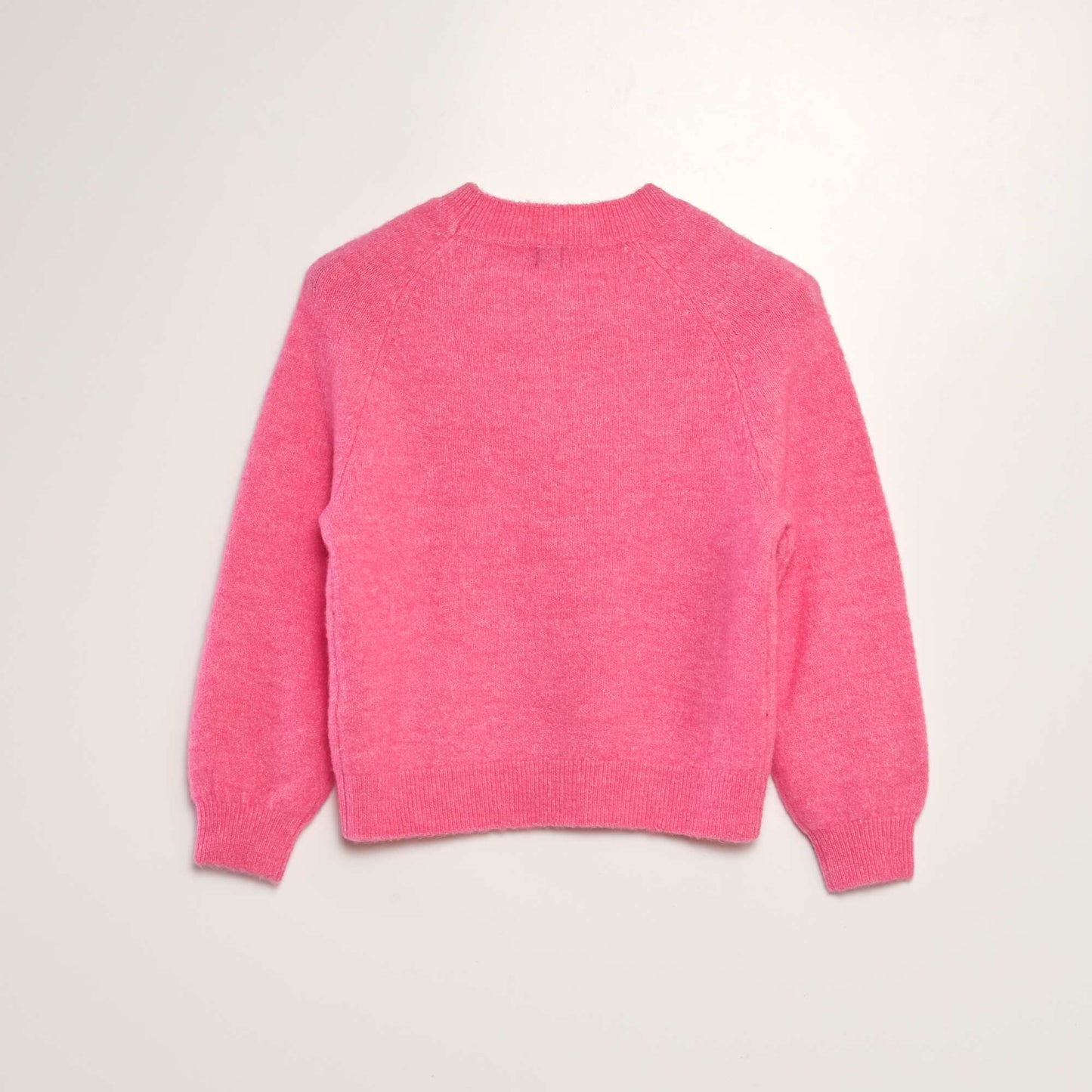 Sweater de punto con cuello redondo rosa