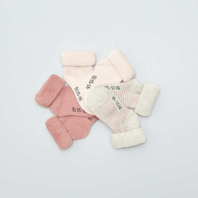 Pack de 3 pares de medias de bebé ROSA