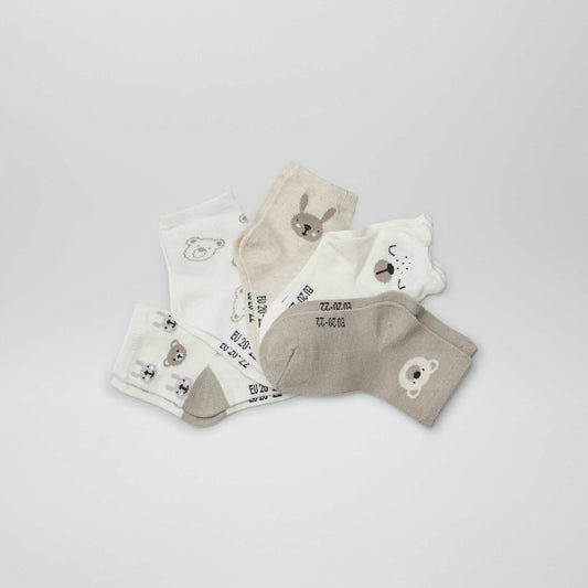 Pack de 5 pares de medias de punto elástico BEIGE