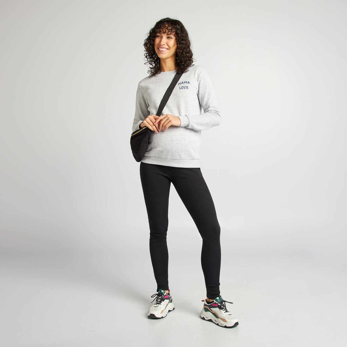 Legging maternidad de canalé NEGRO