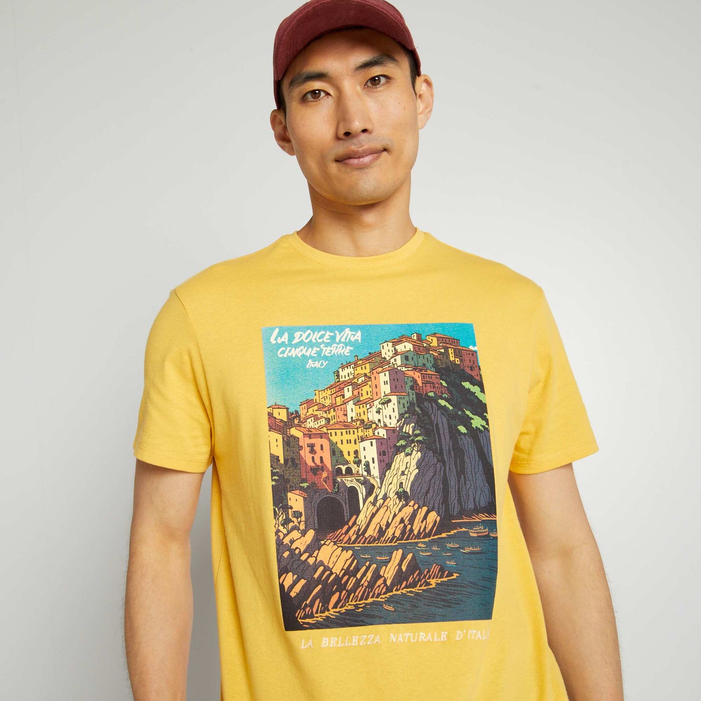 Camiseta de algodón estampada amarillo