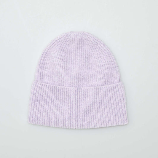 Gorro de punto de canalé PURPURA