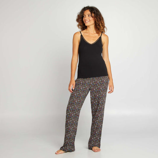 Pantalón de pijama con flores VERDE