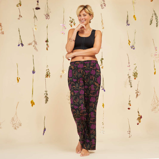 Pantalón de pijama con flores NEGRO