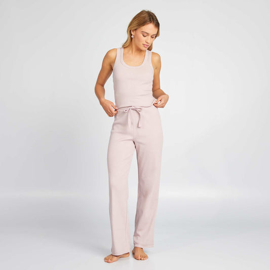 Pantalón de pijama ancho canalé PURPURA