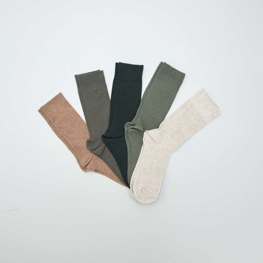 Pack de 5 medias de canalé KAKI