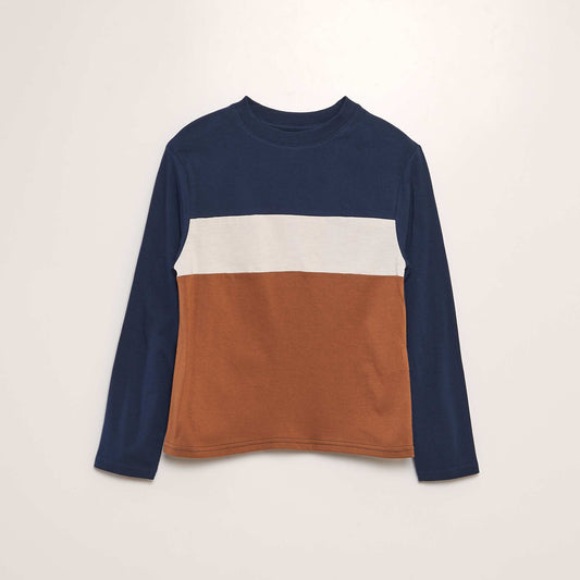 Camiseta de punto colorblock MARRON