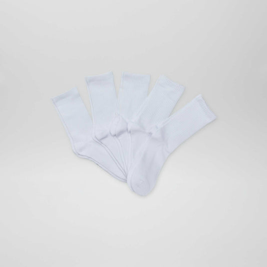 Medias largos de punto - Pack de 5 BLANCO