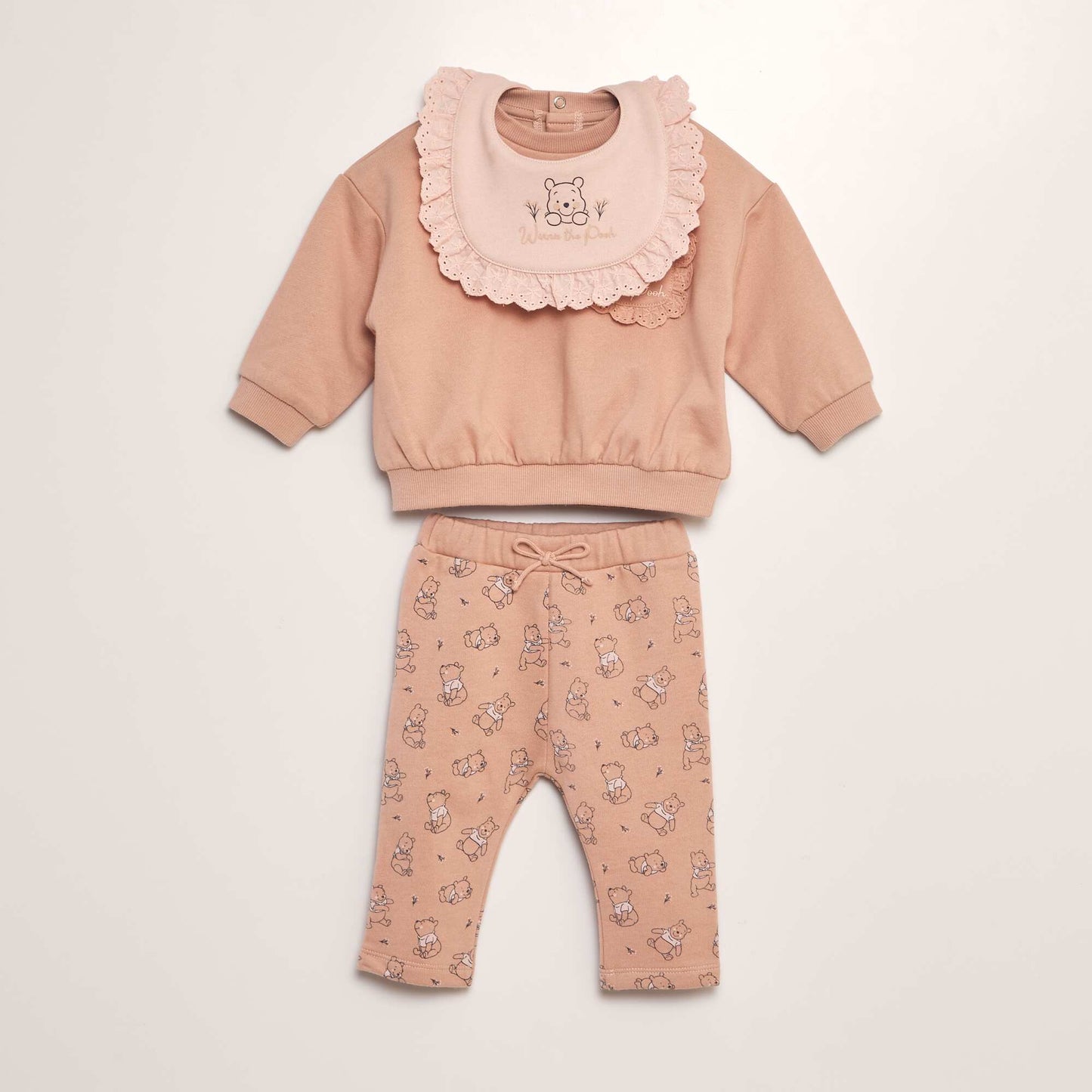 Conjunto de buzo + pantalón + babero 'Winnie' - 3 piezas ROSA