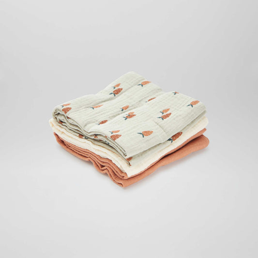 Pack de 3 muselinas para bebé KAKI