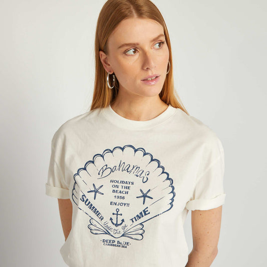 Camiseta estampada conchas BLANCO