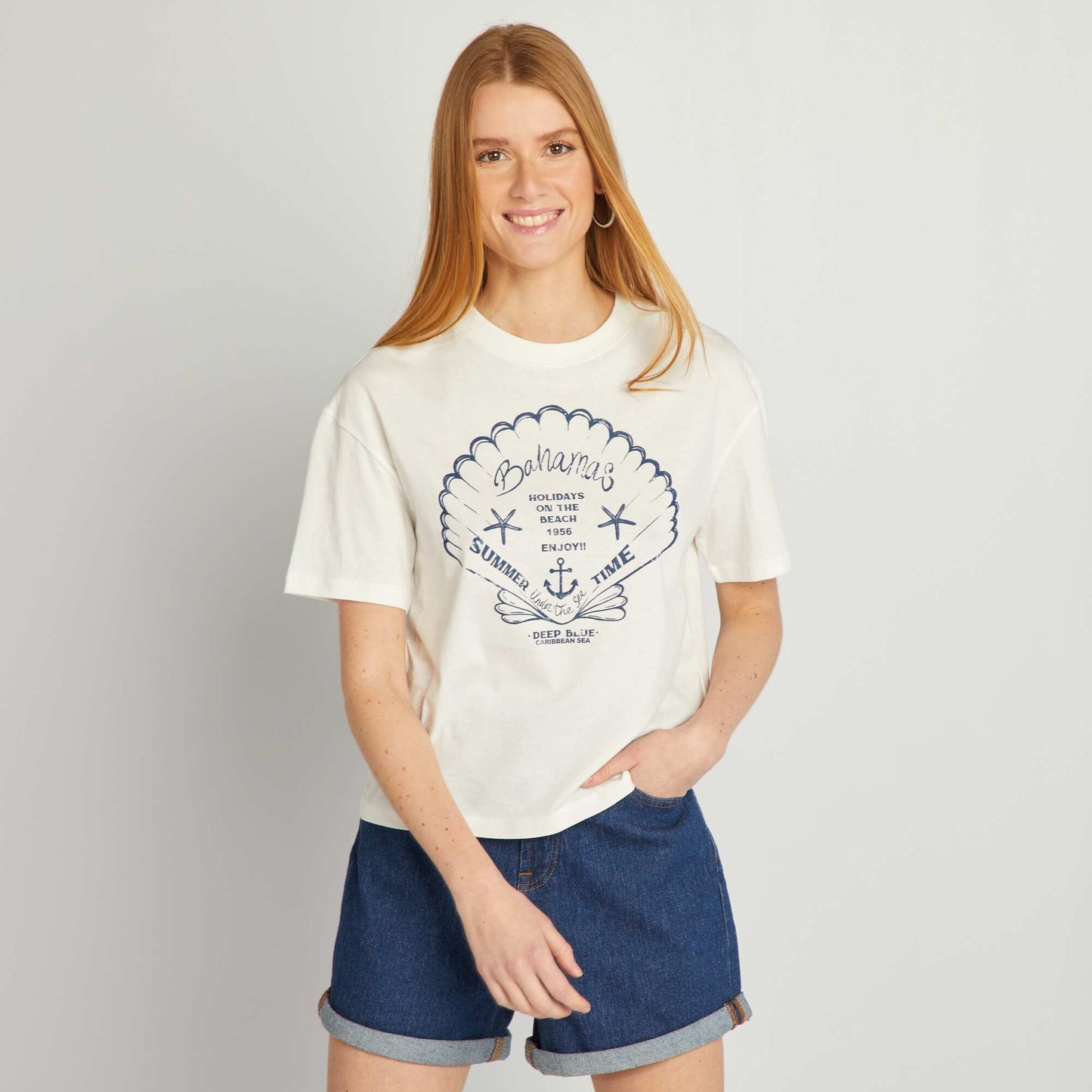 Camiseta estampada conchas BLANCO