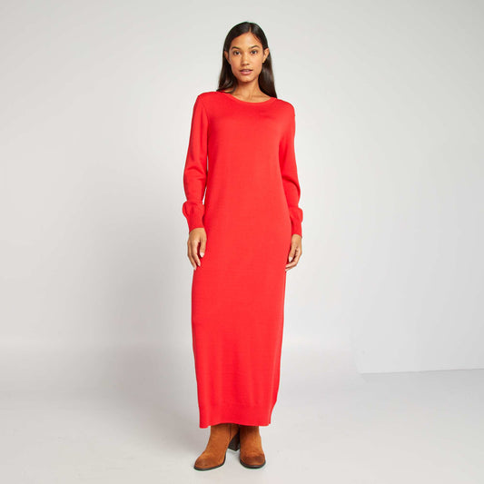 Vestido tipo sweater de punto ROJO