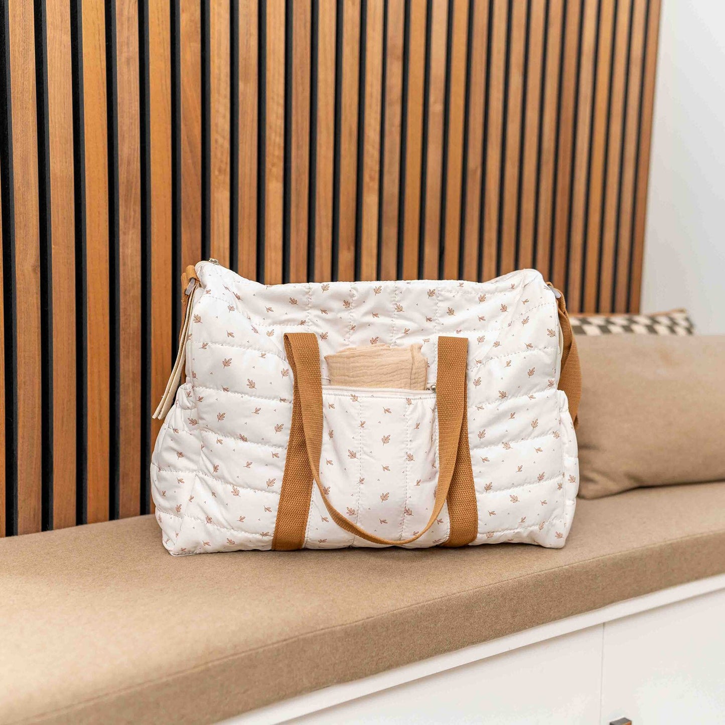 Bolso cambiador con fijación para cochecito BLANCO