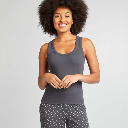 Camiseta de pijama acanalada de tirantes AZUL