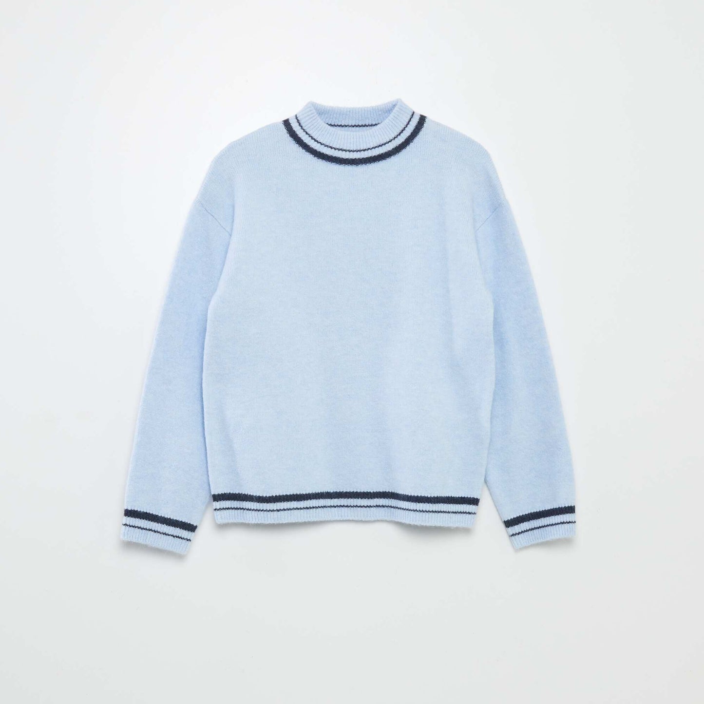 Sweater de cuello alto con rayas AZUL