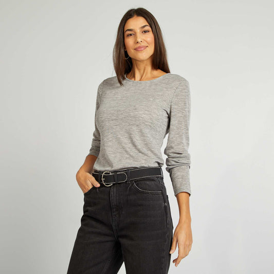 Camiseta vaporosa de punto torcido GRIS