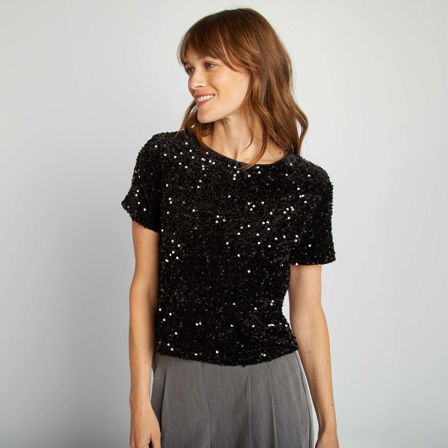 Vestido de fiesta con lentejuelas NEGRO