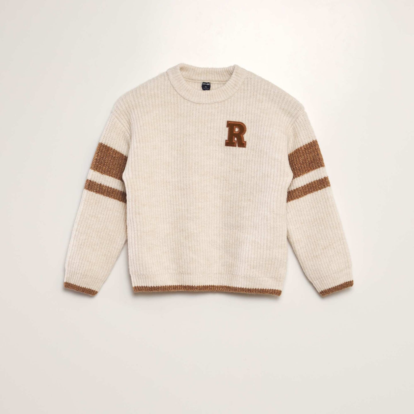 Sweater de punto grueso con cuello redondo BEIGE