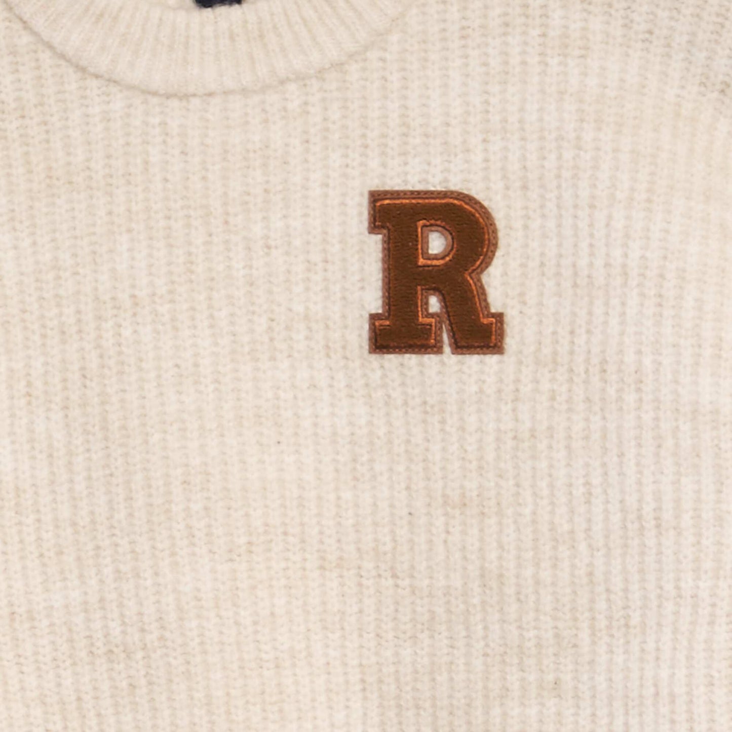 Sweater de punto grueso con cuello redondo BEIGE