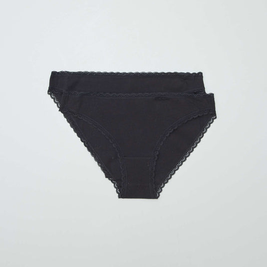 Pack de 2 braguitas de algodón NEGRO
