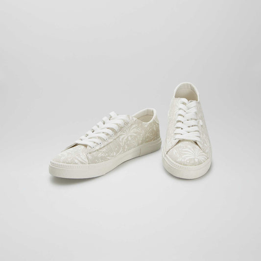Zapatillas deportivas bajas de tela estampada BEIGE