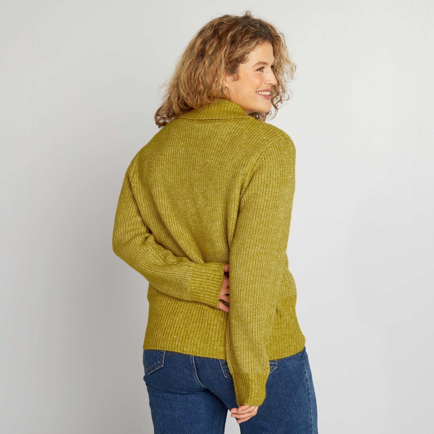 Chaqueta de cuello remera con cremallera VERDE