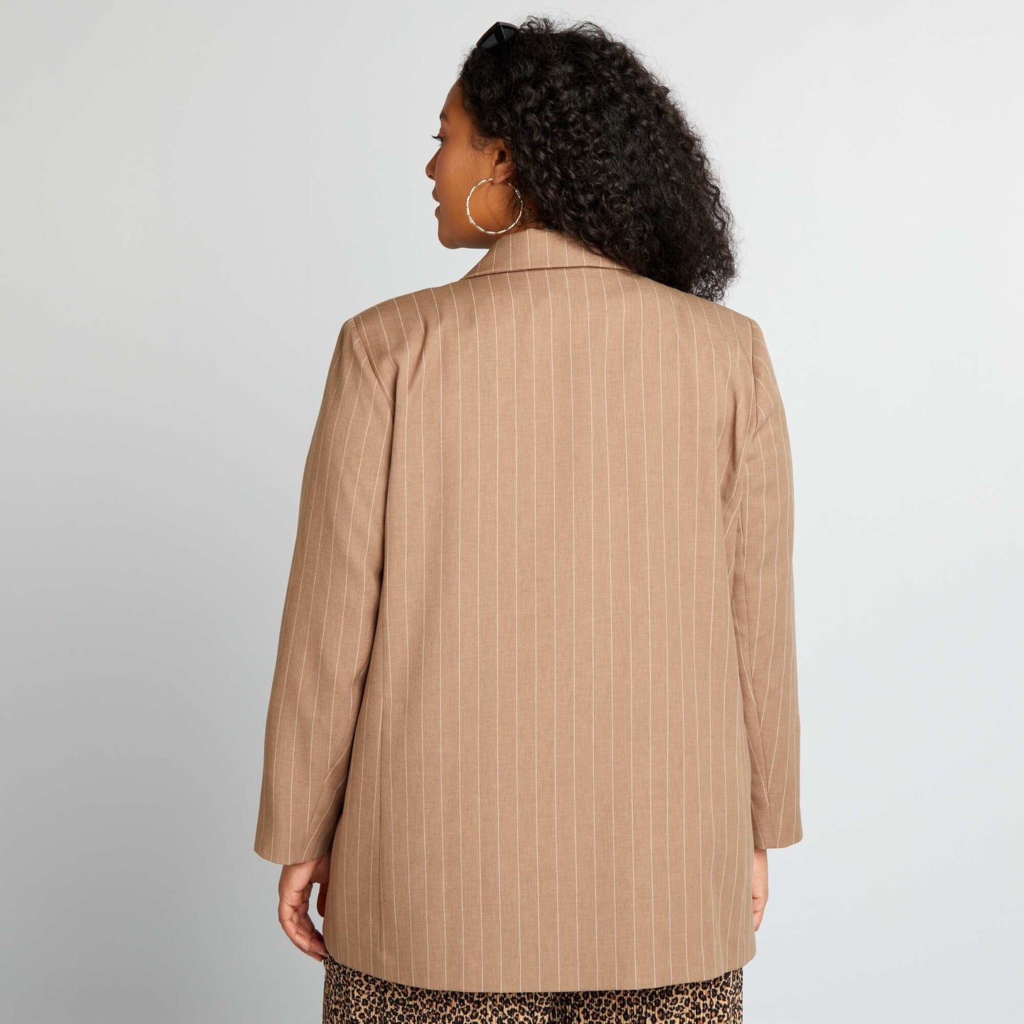 Chaqueta sastre midi a rayas MARRON