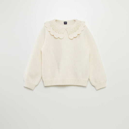 Sweater de punto con cuello bebé BLANCO