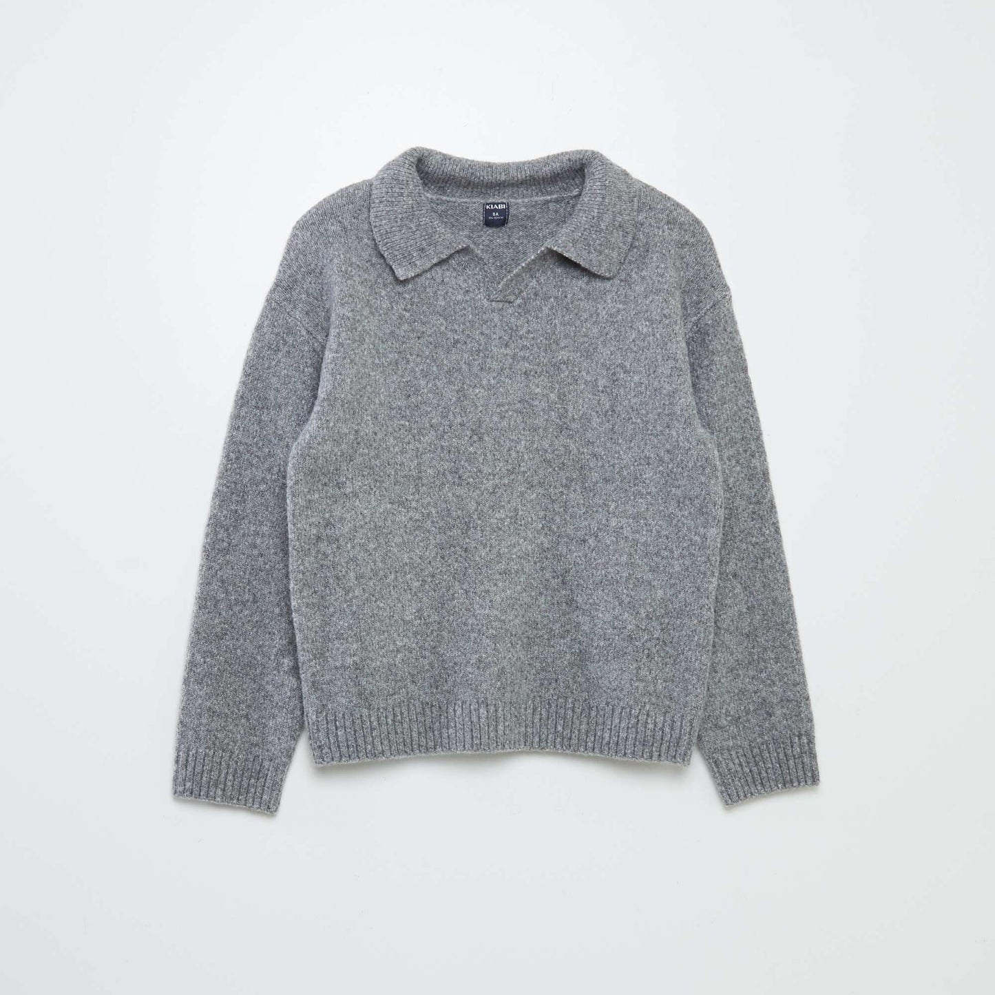 Sweater de punto con cuello de remera GRIS