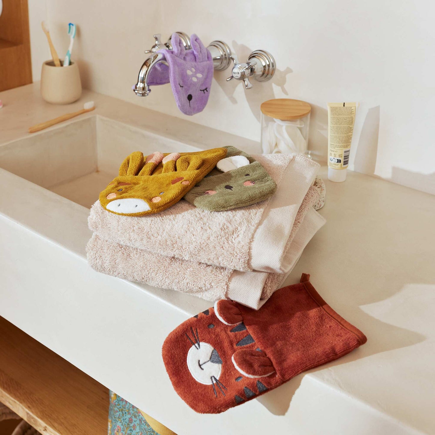 Pack de 2 manoplas de baño AMARILLO