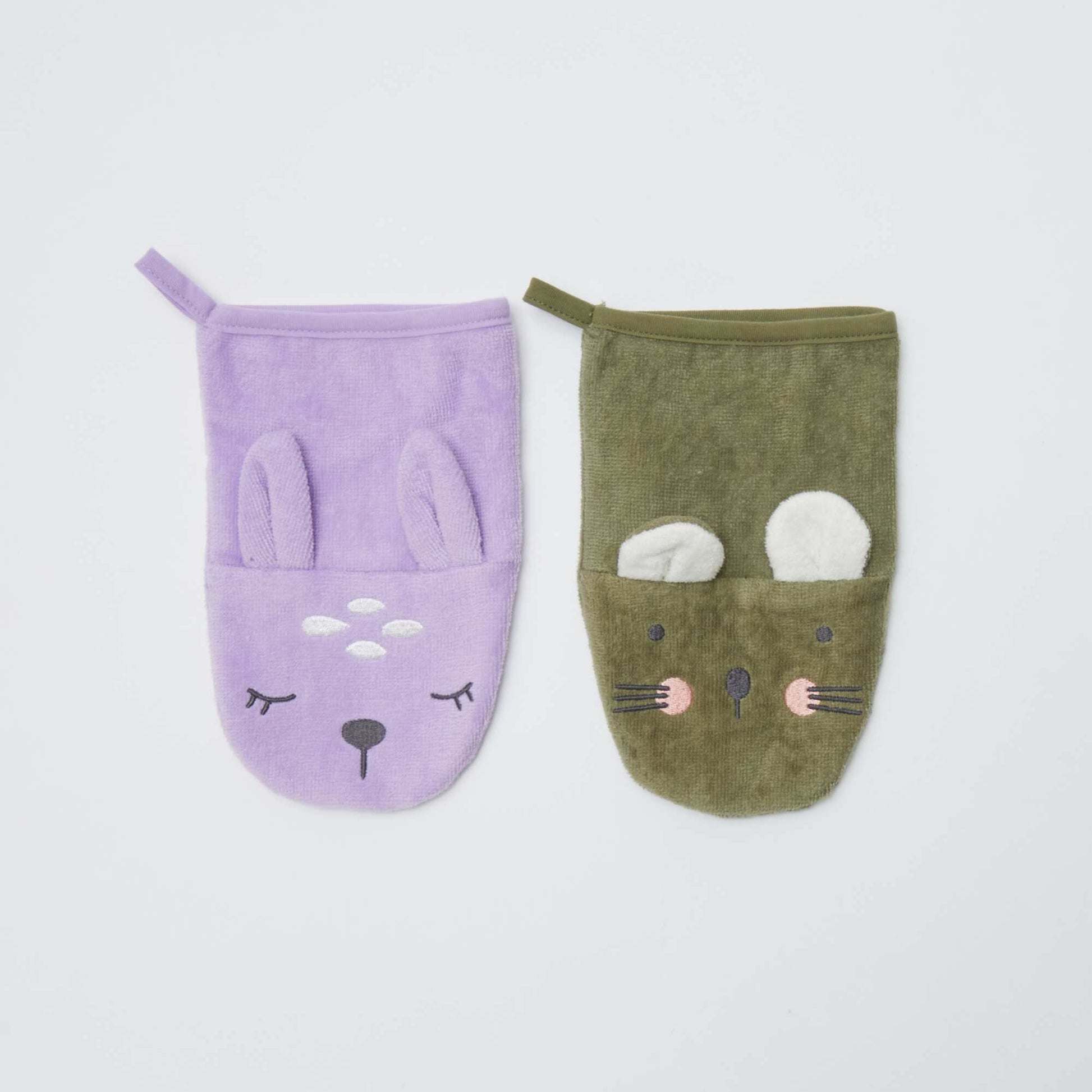 Pack de 2 manoplas de baño GRIS