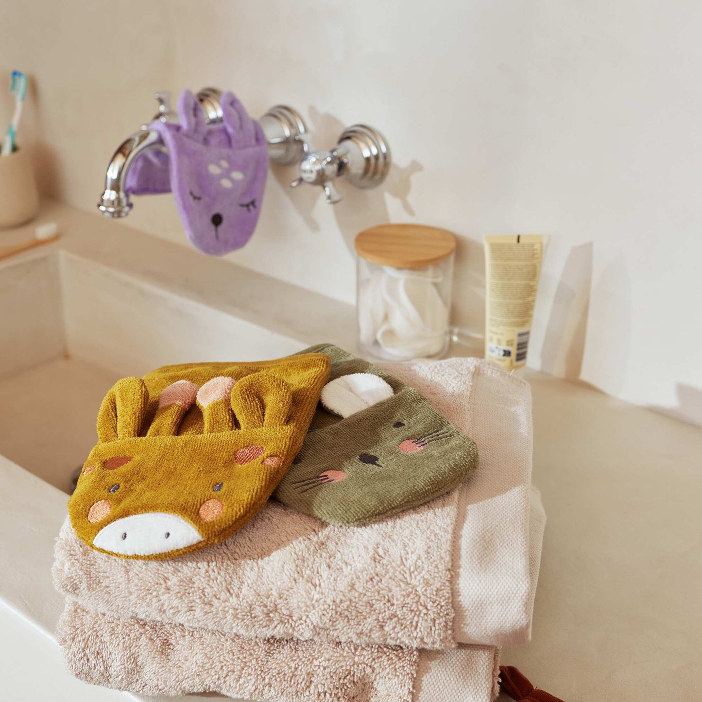 Pack de 2 manoplas de baño GRIS