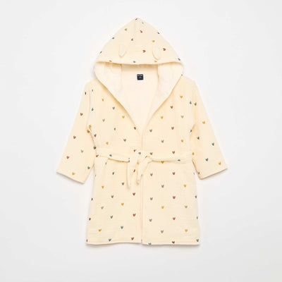 Bata de rizo y gasa de algodón - Kiabi Home BEIGE
