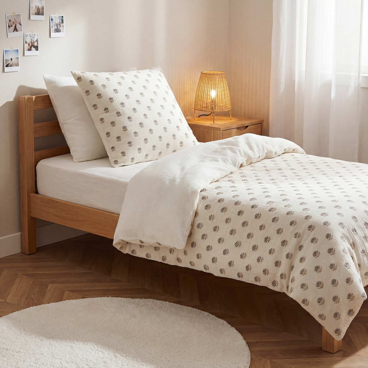 Juego de cama individual 140 x 200 cm de gasa de algodón - Kiabi Home AMARILLO