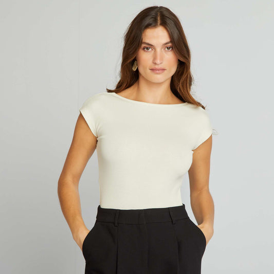 Body de punto de canalé espalda abierta BLANCO