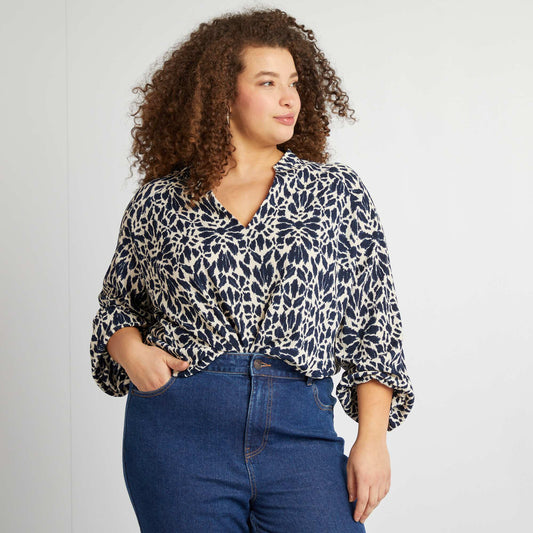 Blusa de tejido de crepé AZUL
