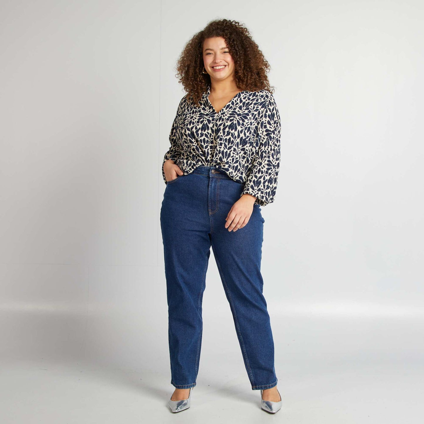 Blusa de tejido de crepé AZUL