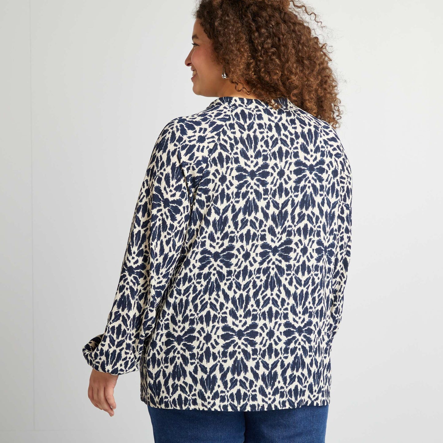 Blusa de tejido de crepé AZUL