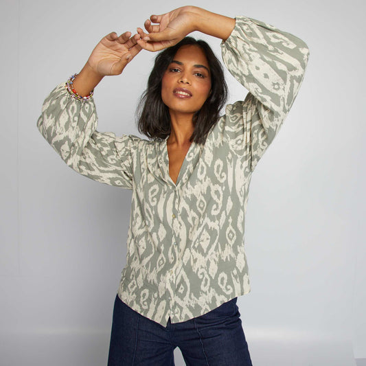 Blusa vaporosa estampada VERDE