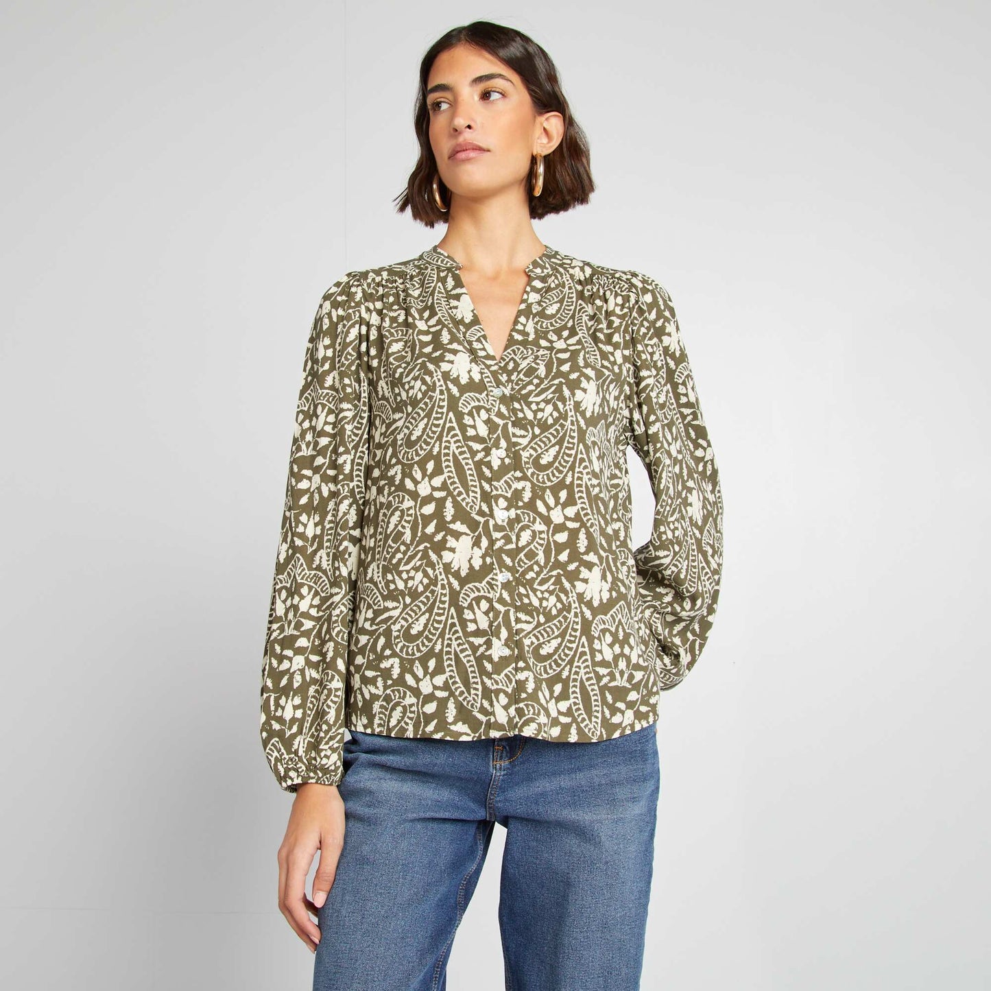 Blusa vaporosa estampada MARRON