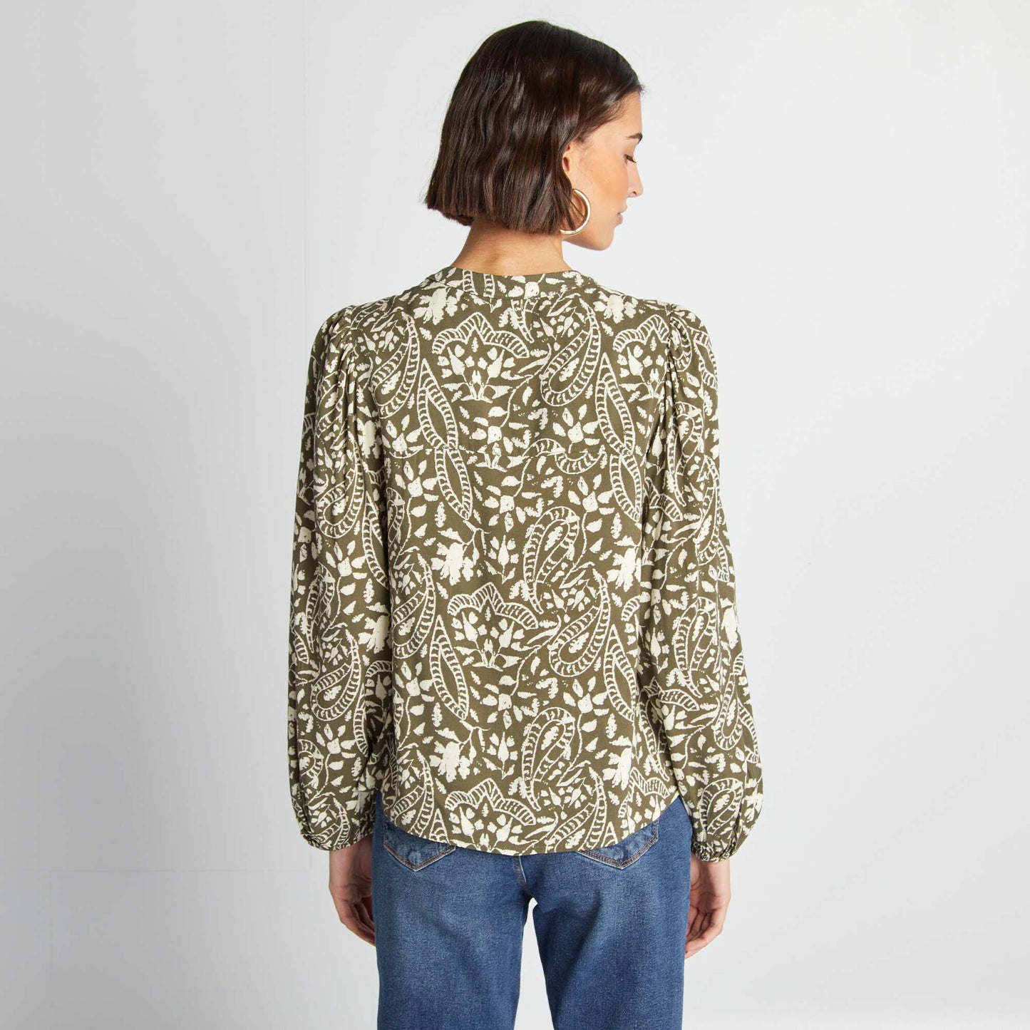 Blusa vaporosa estampada MARRON