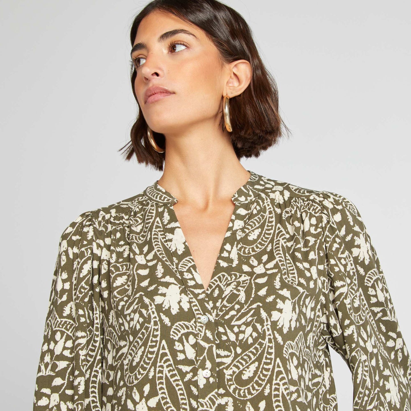 Blusa vaporosa estampada MARRON
