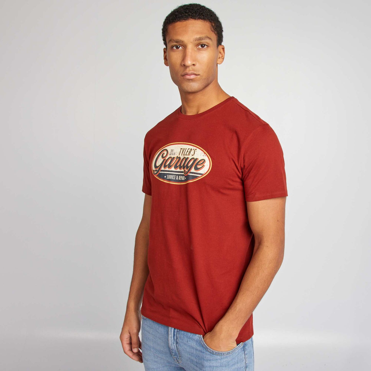 Camiseta estampada de manga corta ROJO